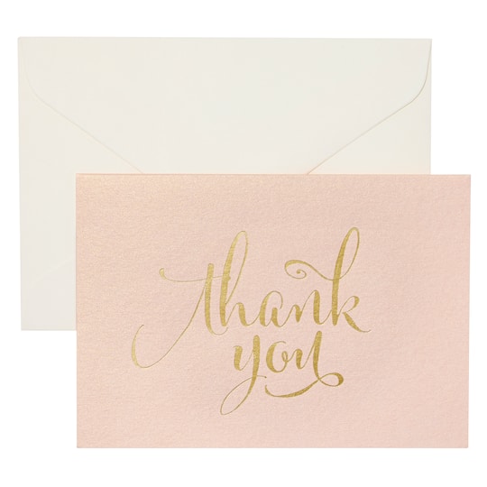8 Packs: 40 ct. (320 total) Blush &#x26; Gold Thank You Cards &#x26; Envelopes by Celebrate It&#x2122;